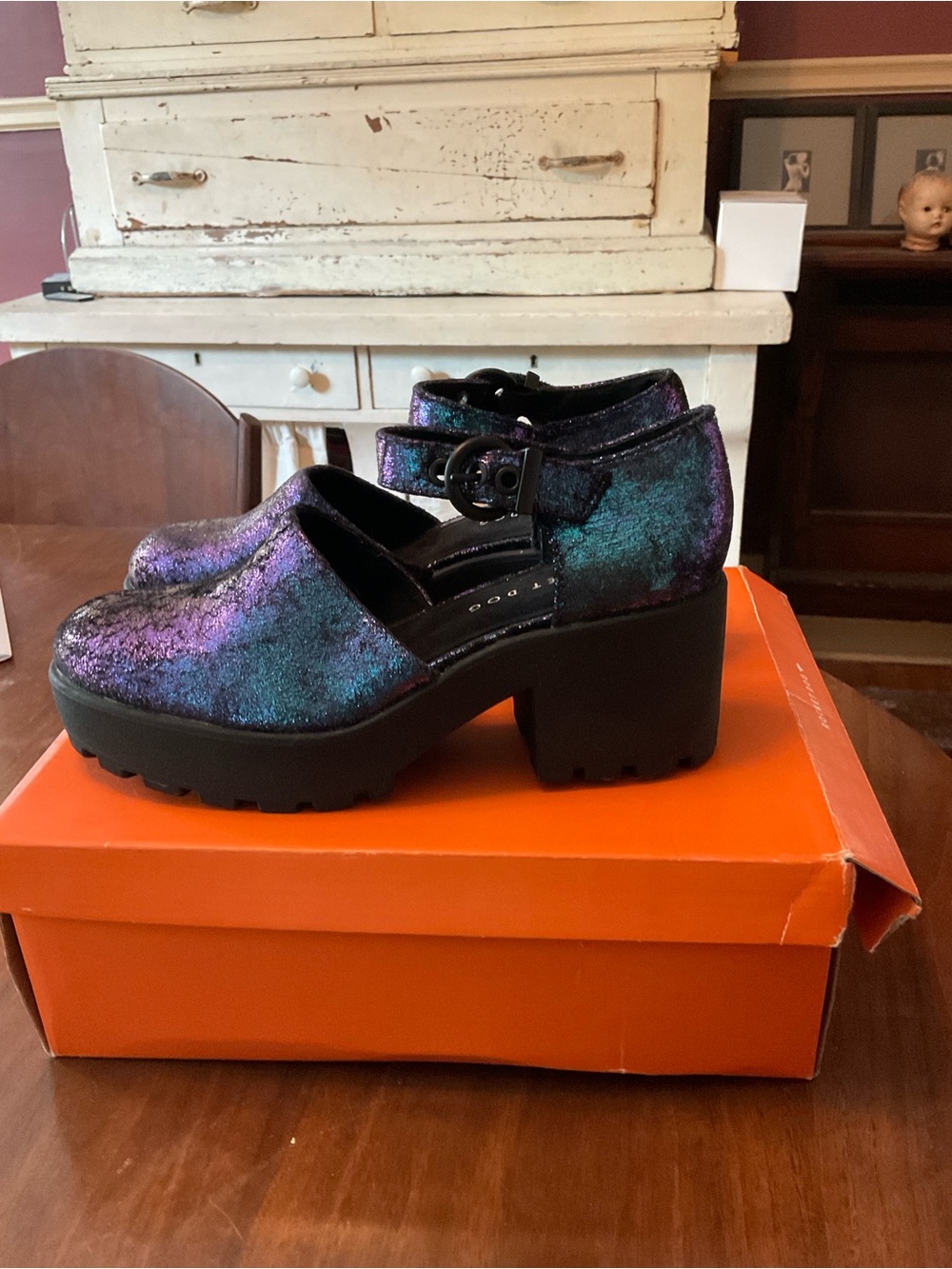 Gothic Purple Metallic Lug Sole Maryjane Shoes New In Box Sz 8